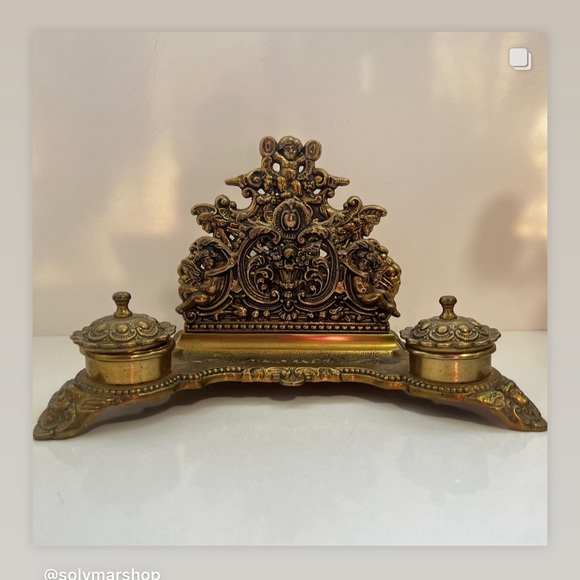 Other - Vintage Ornate Gold Inkwell Set